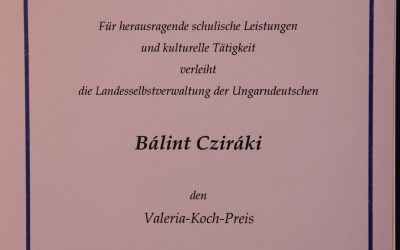Cziráki Bálint (12.B) Valeria-Koch-díjas