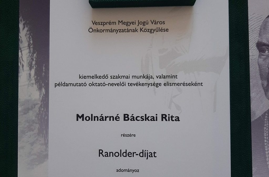 Molnárné Bácskai Rita tanárnő Ranolder-díjas