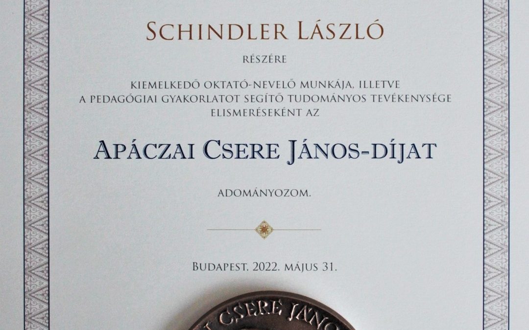 Schindler László Apáczai Csere János-díjas – 2022