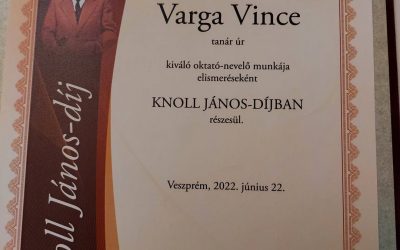 Varga Vince tanár úr Knoll János-díjat kapott