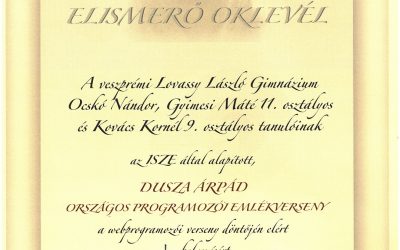 Dusza Árpád országos 1. hely