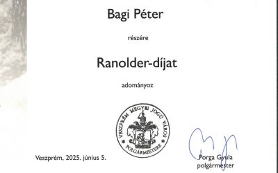 Bagi Péter tanár úr Ranolder-díjas